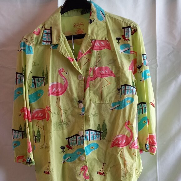 Nick & Nora Poolside Flamingos Pajama Set - Picture 1 of 8